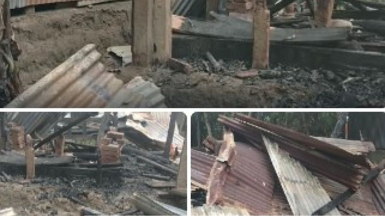 শরীয়তপুরে প্রতিপক্ষকে ফাঁসাতে পরিত্যক্ত নিজের ঘরেই আগুন